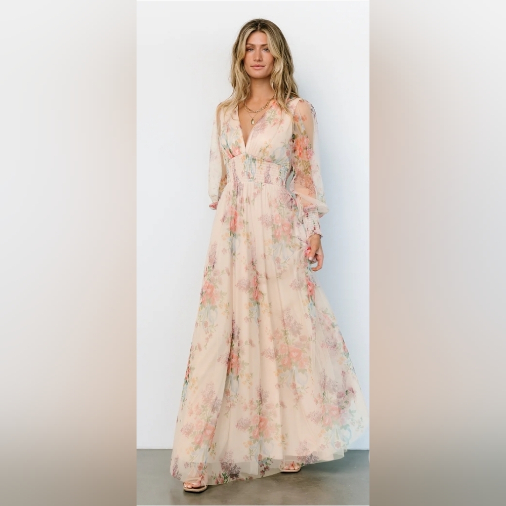 Baltic Born Layla Tulle Maxi Dress, Romatic Floral, Cottagecore, Size XS